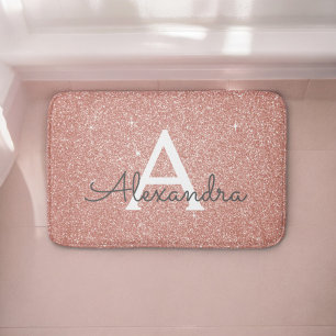 Tapis De Bain Monogramme étincelant rose or
