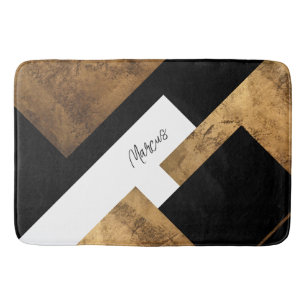 Tapis De Bain Monogramme géométrique chic en cuivre