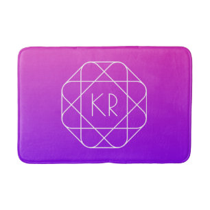 Tapis De Bain Monogramme géométrique cool   Violette violette ma