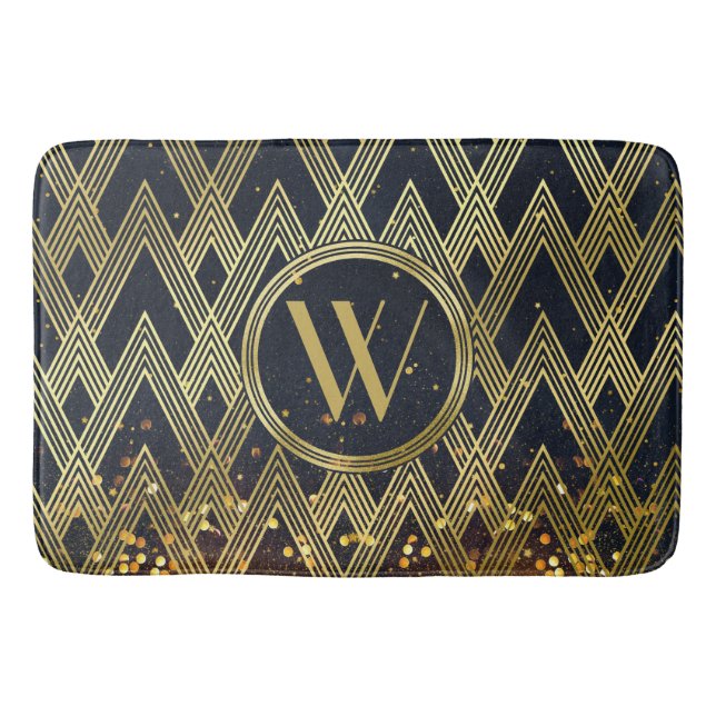Tapis De Bain Monogramme géométrique de motif de charme de (Devant)