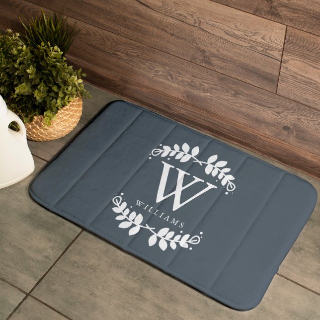 Tapis De Bain Monogramme gris ardoise tendance (Créateur téléchargé)