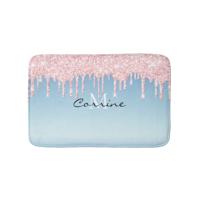 Tapis De Bain Monogramme Ice Bleu Métallique Parties scintillant (Devant)