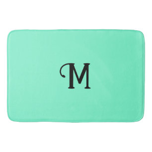 Tapis De Bain Monogramme initial Joyau Aquamarine Tonalité coule