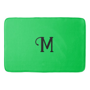 Tapis De Bain Monogramme initial Joyau de Malachite Tone Couleur