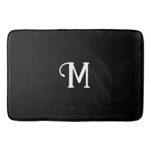 Tapis De Bain Monogramme initial Onyx Joyau Tone Couleur solide