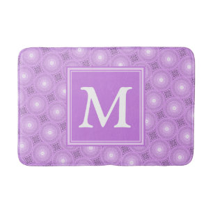 Tapis De Bain Monogramme lilas cercles pourpres motif