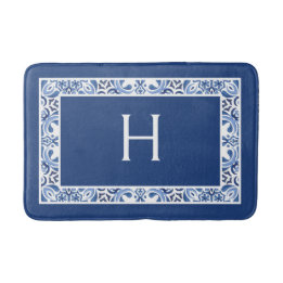Tapis De Bain Monogramme Mat de bain carrelage en aquarelle médi