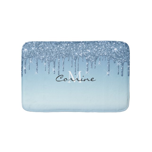 Tapis De Bain Monogramme Métallique Frozen Ice Blue Parties scin (Devant)