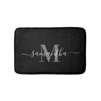 Tapis De Bain Monogramme minimaliste noir