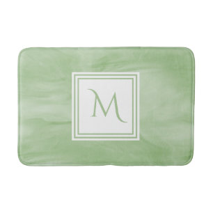Tapis De Bain Monogramme moderne de marbre subtil vert clair
