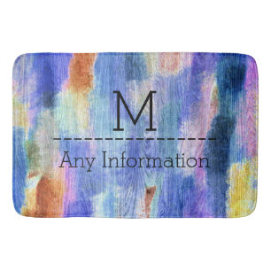 Tapis De Bain Monogramme moderne en bois coloré #4