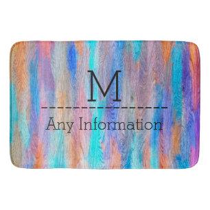 Tapis De Bain Monogramme moderne en bois coloré #9