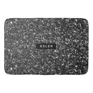 Tapis De Bain Monogramme Moderne Faux Parties scintillant Noire