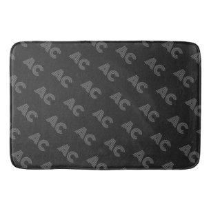 Tapis De Bain Monogramme moderne noir et gris