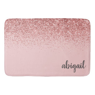 Tapis De Bain Monogramme moderne stylé rose rose Parties scinti