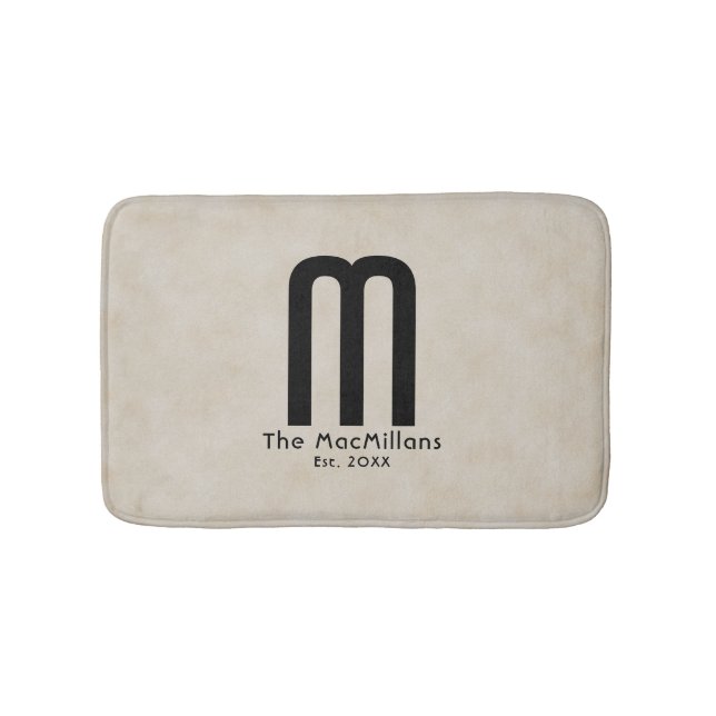 Tapis De Bain Monogramme moderne Votre nom "Créez votre propre" (Devant)