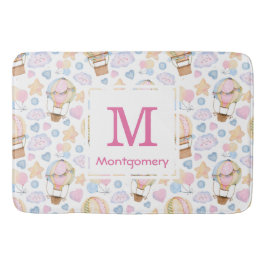 Tapis De Bain Monogramme Motif d'aquarelle moelleuse à air chaud
