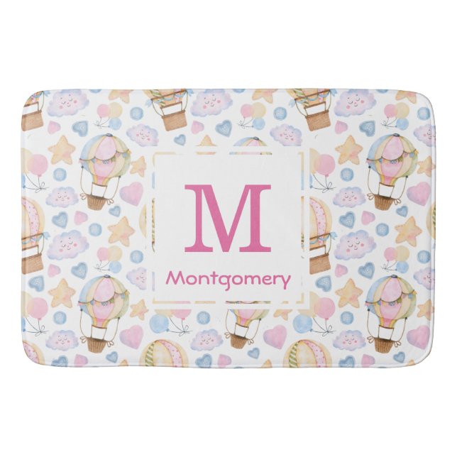 Tapis De Bain Monogramme Motif d'aquarelle moelleuse à air chaud (Devant)