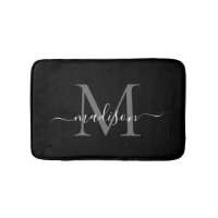 Monogramme noir blanc moderne Script Élégant fille