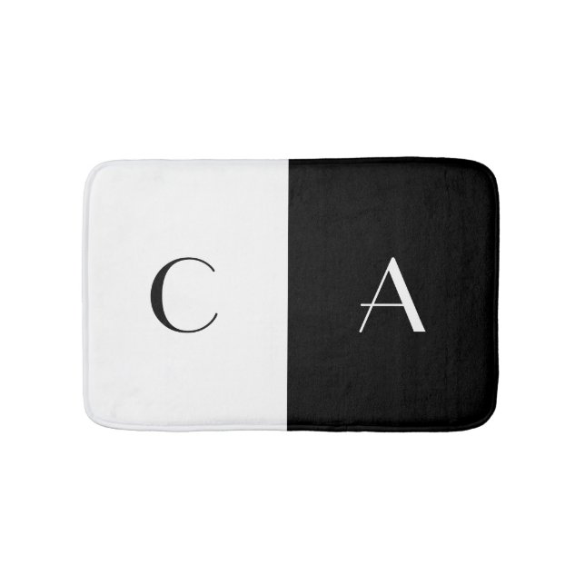 Tapis De Bain Monogramme noir et blanc (Devant)