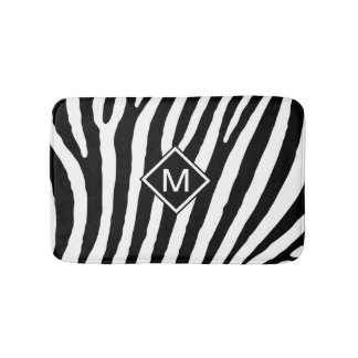 Tapis De Bain Monogramme noir moderne Grilles Nom initial