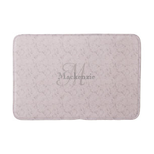 Tapis De Bain Monogramme Nom personnalisé Blush Pink Elegant Mar