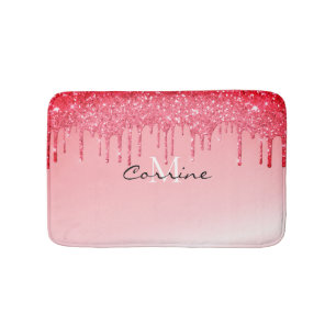 Tapis De Bain Monogramme Parties scintillant rose-chaud Neon mé