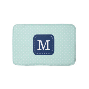 Tapis De Bain Monogramme personnalisé Motif point Polka à la m