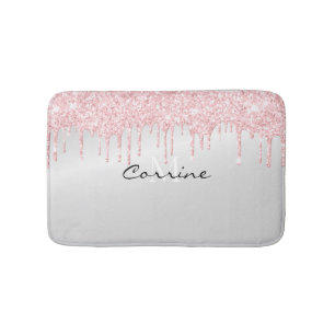 Tapis De Bain Monogramme Platine métallique et Parties scintill