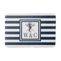 Monogramme Rayure Bleu Marine Hippocampe Marin Bai