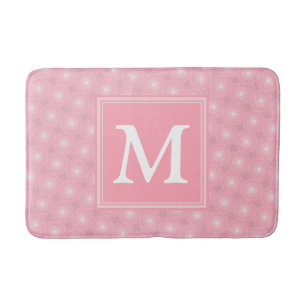 Tapis De Bain Monogramme rose cercles motif