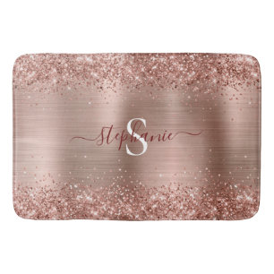 Tapis De Bain Monogramme Rose Gold Faux-Parties scintillant Girl