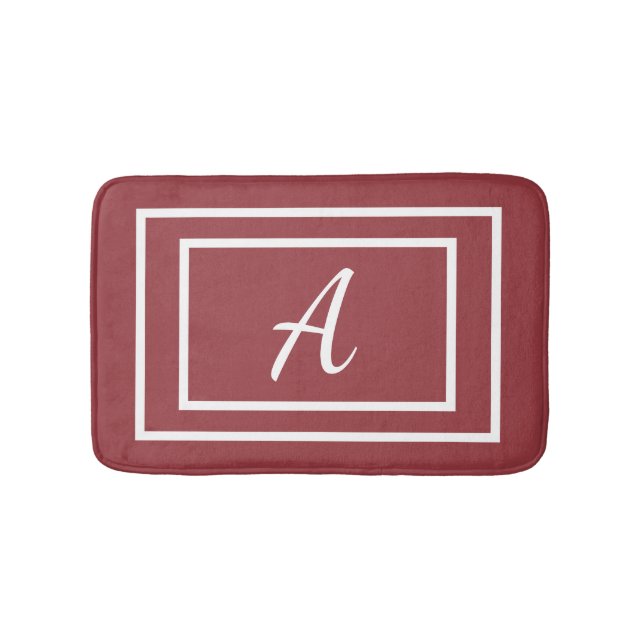 Tapis De Bain Monogramme rouge fille moderne initial (Devant)