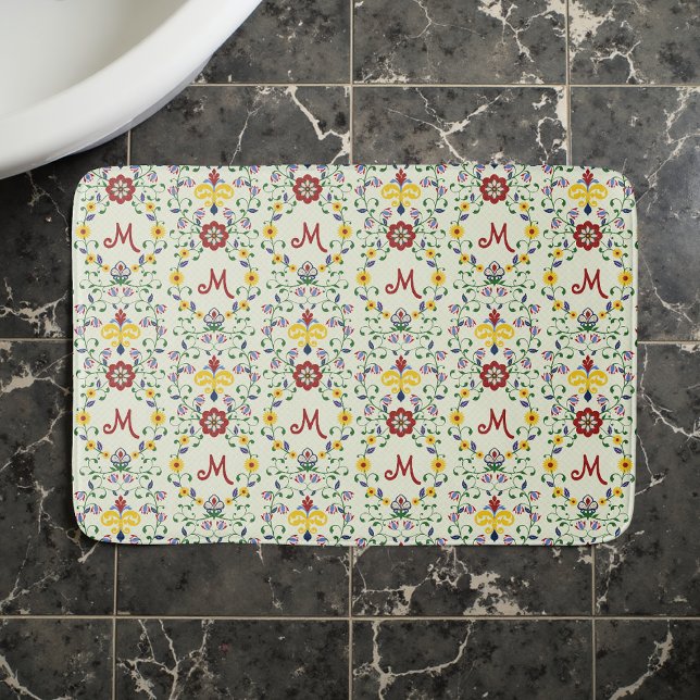 Tapis De Bain Monogramme scandinave Motif scandinave de roupie n (Créateur téléchargé)
