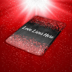 Tapis De Bain Monogramme - Texte blanc sur noir avec parties sci