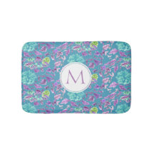 Monogramme Turquoise Purple Floral