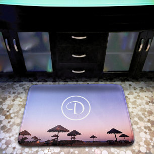 Tapis De Bain Monogramme violet Ombre coucher de soleil Californ