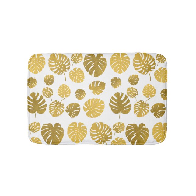 Tapis De Bain Monstère d'or moderne Feuille Tropical Motif (Devant)