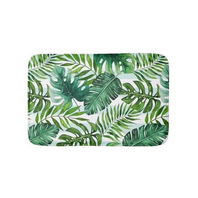 Tapis De Bain Monstère et palmiers à aquarelles tropicales (Devant)