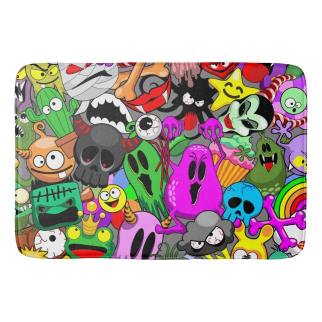 Tapis De Bain Monstres caractères mignons Motif d'Halloween (Devant)
