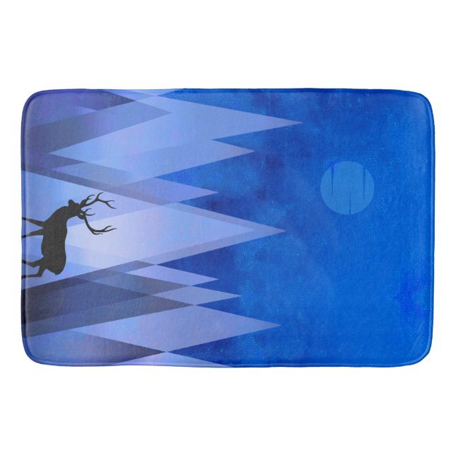 TAPIS DE BAIN MONTAGNES GÉOMÉTRIQUES BLEUES (Devant)