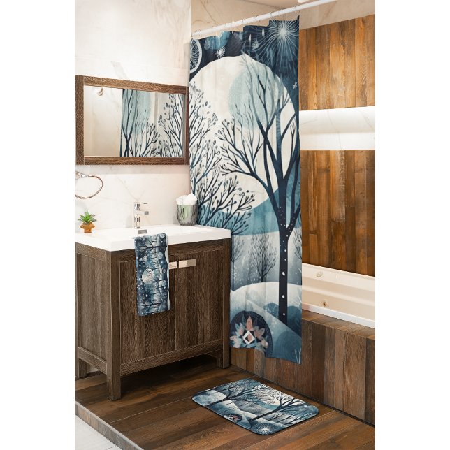 Tapis De Bain Moonlit Nordic Forest (Créateur téléchargé)