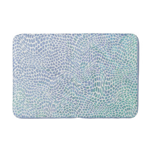Tapis De Bain Mosaic Beach Glass Ocean Aqua Blue Wave Motif