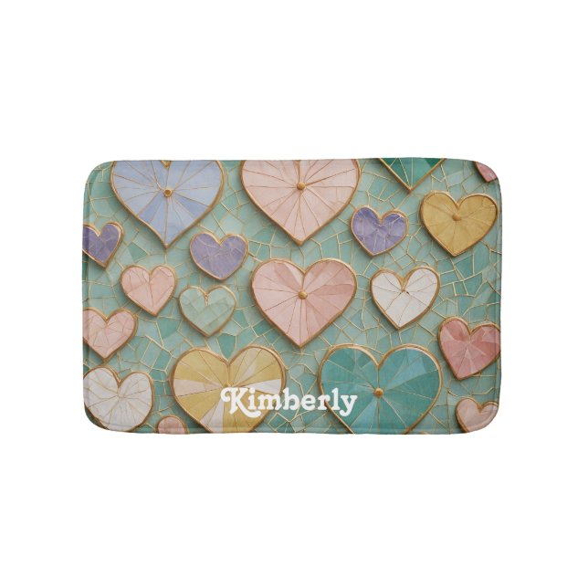 Tapis De Bain Mosaic Love : Coeurs Pastel (Devant)