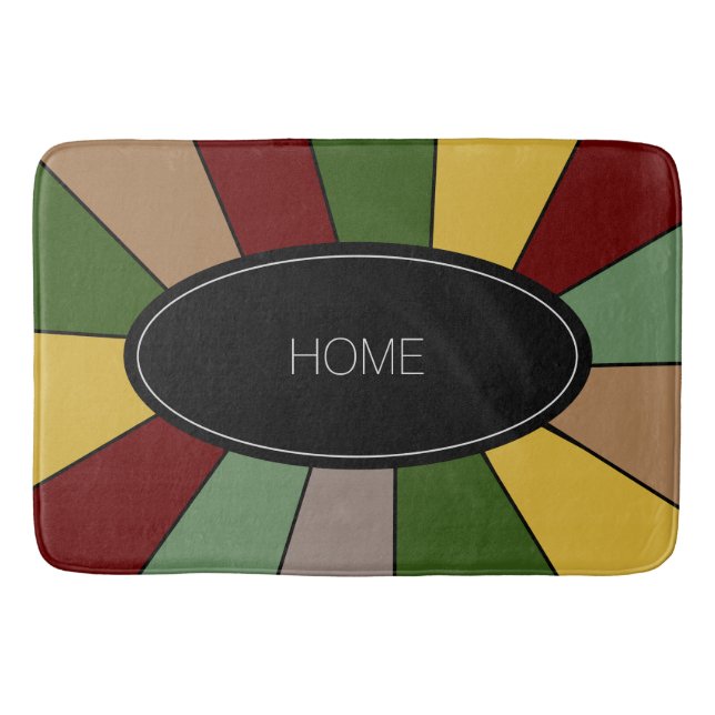 Tapis De Bain Mosaïque couleur chaude sur noir (Devant)
