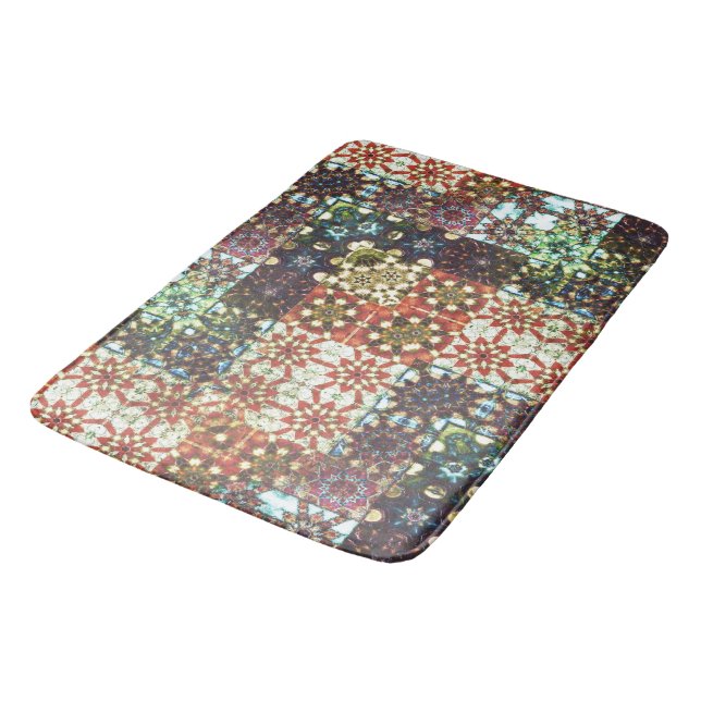Tapis De Bain mosaïque de kaléidoscope opaque de couleur vintage (Angle)