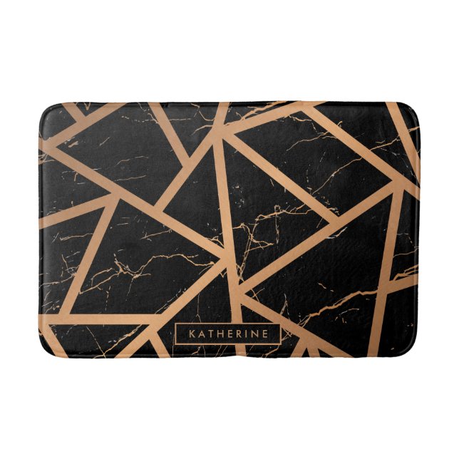 Tapis De Bain Mosaïque de marbre noir et doré (Devant)