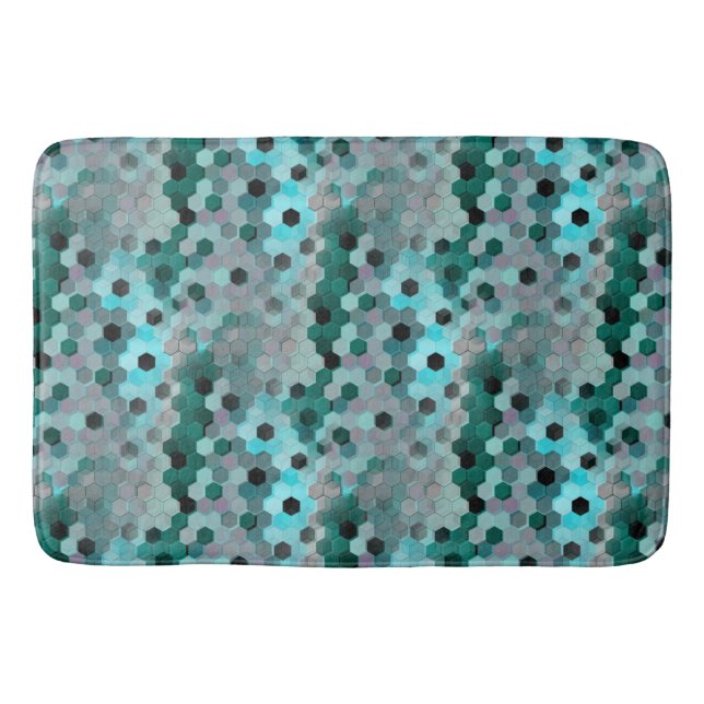 Tapis De Bain Mosaïque d'hexagones ou de cubes dans les nuances  (Devant)