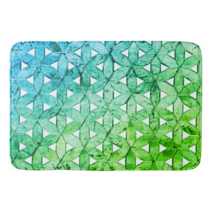 Tapis De Bain Mosaïque verte aquamarine   fleur de vie