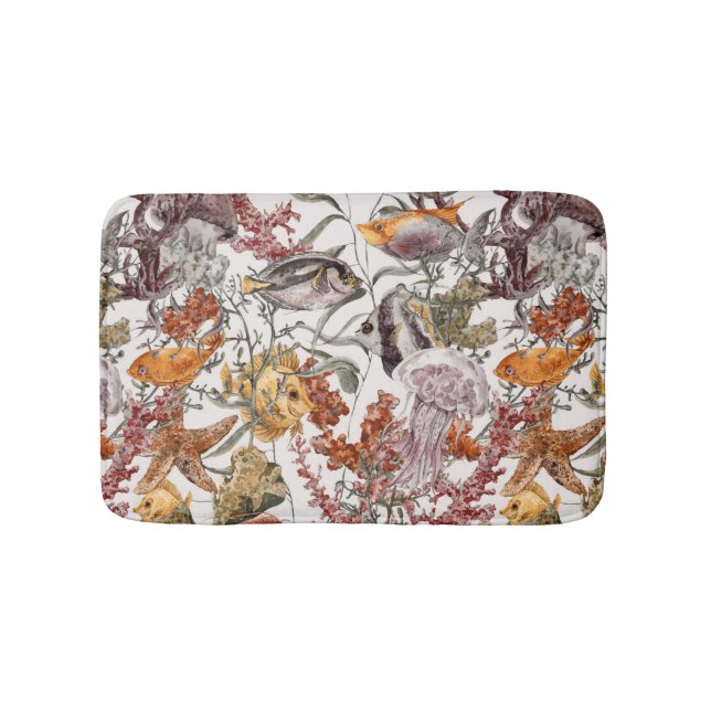 Tapis De Bain Motif 2 de vie marine d'aquarelle (Devant)